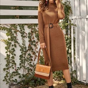Belted sweater dress